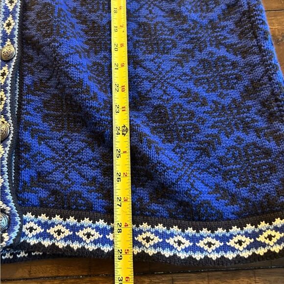 L.L. Bean 100% Cotton Blue Black Cardigan Sweater Size 1X Made in Australia - Picture 5 of 9